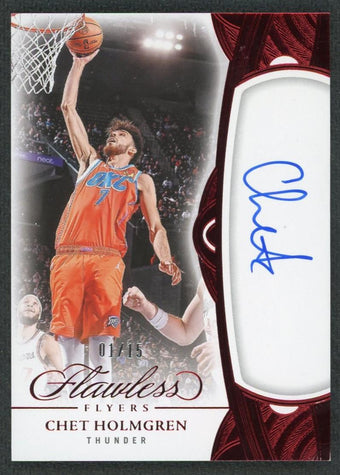 compare product 2024/25 Panini Flawless Chet Holmgren Flawless Flyers Ruby Auto /15