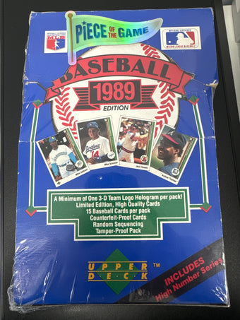 compare product 1989 Upper Deck High Number Series Baseball Box 36 Sealed Packs