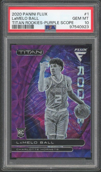 compare product 2020 Flux LaMelo Ball Purple Scope Titan /38 PSA 10