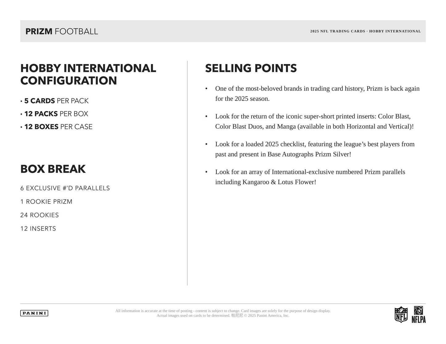 2025 Panini Prizm Football International Hobby