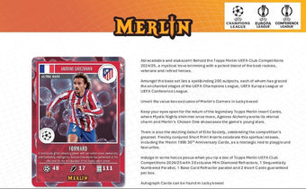 compare product 2024-25 Topps UEFA Club Competitions Merlin Chrome Soccer Breaker's Delight 6 Box Case