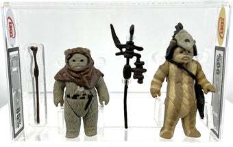 compare product Star Wars Chief Chirpa 1993 L.F.L. No Coo UKG 85 *SW061869* & Star Wars Logray 1983 L.F.L. Macau UKG 90 Gold *SW061870*