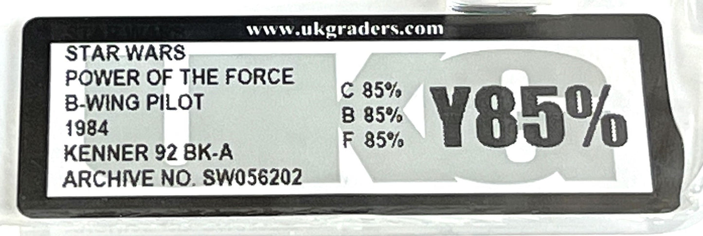Star Wars Power Of The Force  B-Wing Pilot 1984 Kenner 92 Back-A UKG Y85  *SW056202*