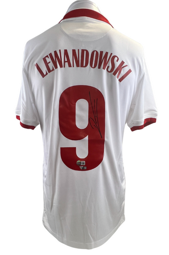 compare product Robert Lewandowski #9 Autographed Nike Poland 2021/22 Home Jersey