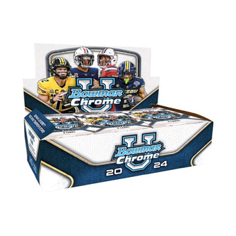 compare product 2024 Bowman Chrome University Football Jumbo 12 Box Case