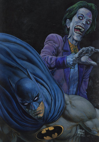 compare product Original Art Painted Batman and Joker 30cm x 42cm Framed