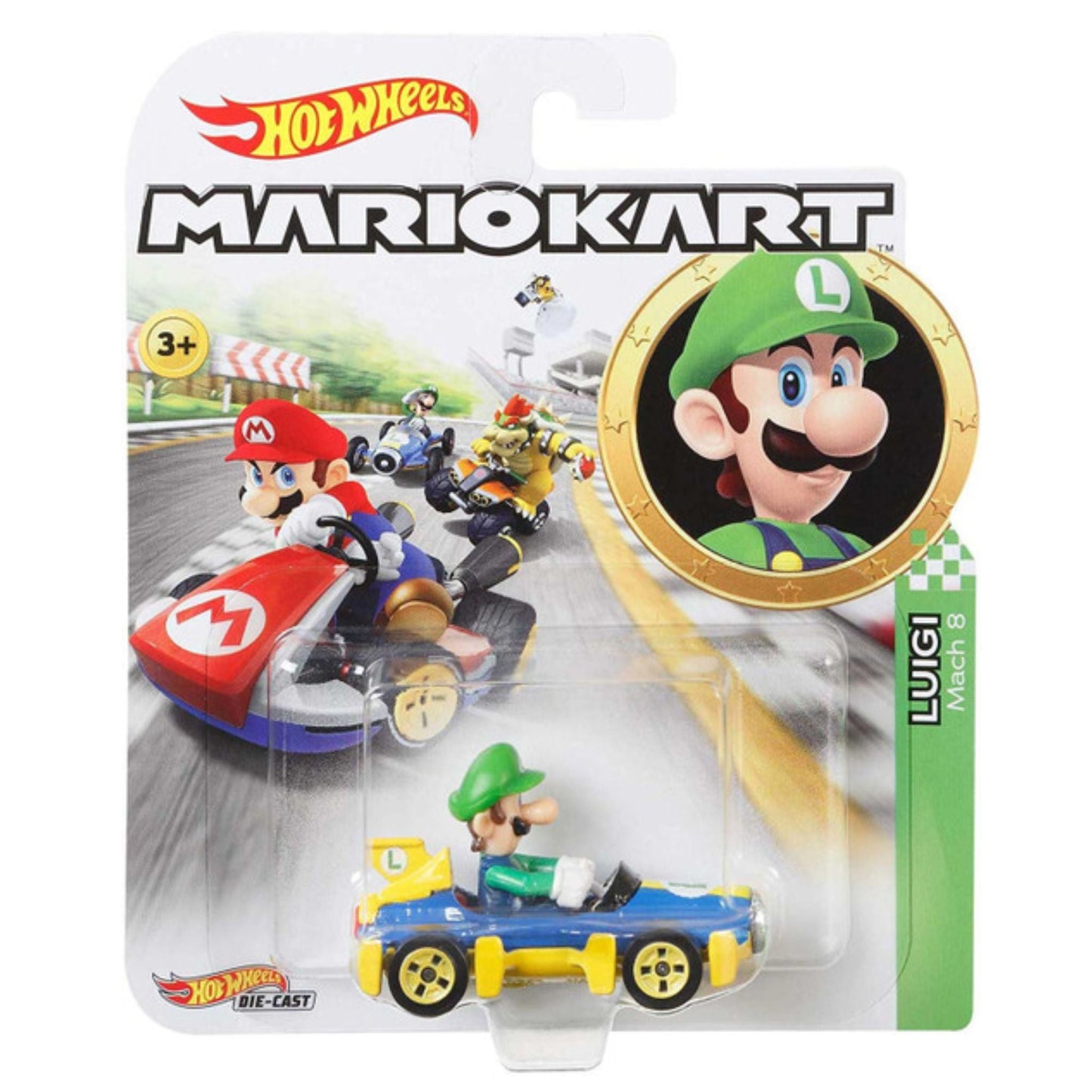 Hot Wheels Mario Kart Luigi Mach 8 Replica Die-Cast