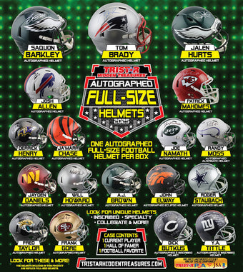 compare product 2025 TriStar Hidden Treasures Autographed Full Size Helmet Box