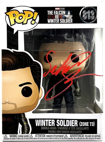 compare product Sebastian Stan Autographed Winter Soldier (Zone 73) The Falcon and the Winter Soldier Funko POP #813