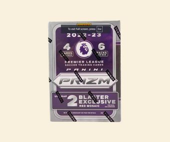 compare product 2022-23 Prizm Premier League EPL Soccer Blaster Box (Red Mosaic Prizms)