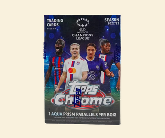 compare product 2022-23 Topps Chrome UEFA Women's Champions League Soccer Blaster Box