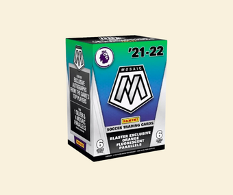 compare product 2021-22 Panini Mosaic Premier League EPL Soccer Blaster Box (Orange Parallels!)