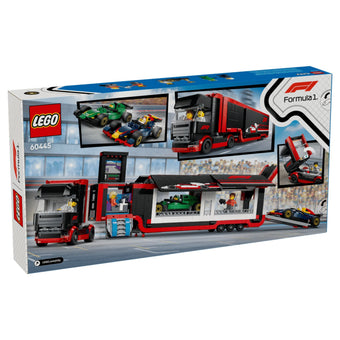 compare product LEGO City Formula 1 F1 Truck with RB20 & AMR24 F1 Cars