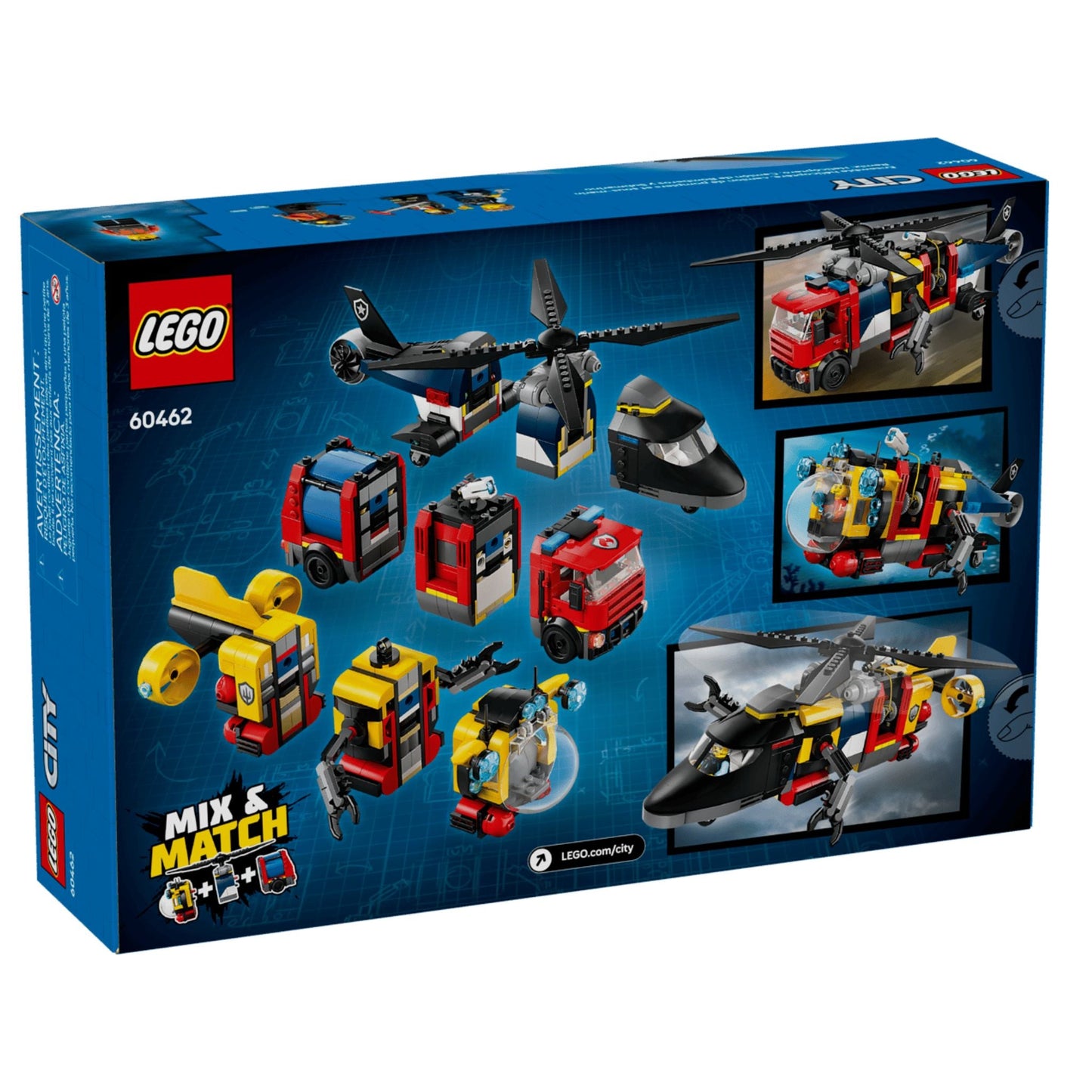 LEGO City Great Vehicles Helicopter, Fire Truck & Submarine Remix