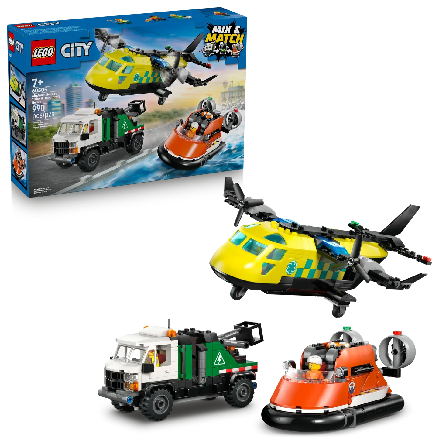 LEGO City Great Vehicles Airplane, Service Truck & Hovercraft Remix