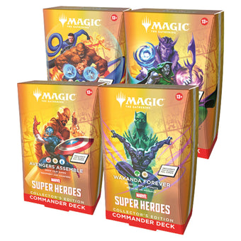 compare product Magic The Gathering Universes Beyond Marvel Super Heroes Collector Commander Deck Display (4 Decks)