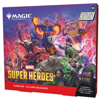 compare product Magic The Gathering Universes Beyond Marvel Super Heroes Villains Unleashed Scene Box