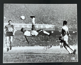 compare product Pele Autographed Bicycle Kick Photo Framed