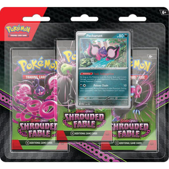 compare product Pokemon Scarlet & Violet Shrouded Fable 3-Pack Blister Pack - 12 Pack Box