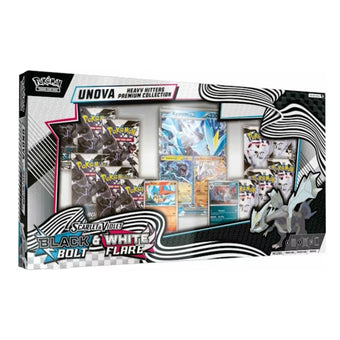compare product Pokemon Scarlet & Violet Black Bolt/White Flare Unova Heavy Hitters Premium Collection