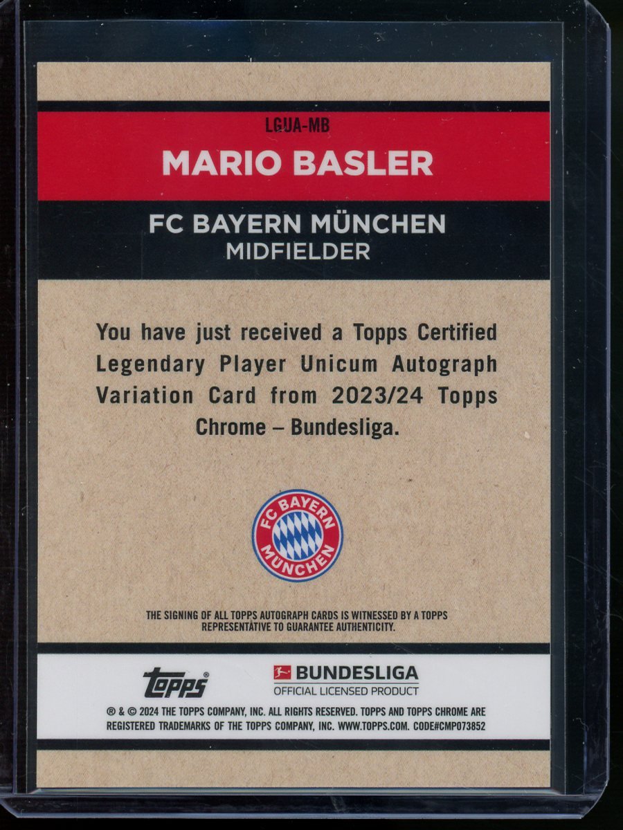 2024 Topps Chrome Mario Basler Refractor Autograph FC Bayern
