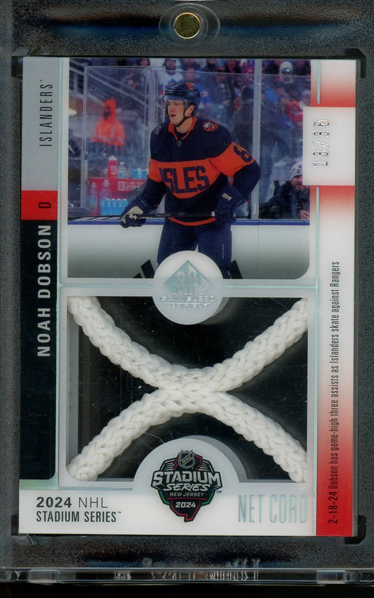 2025 Upper Deck Game Used Noah Dobson Net Cord Stadium Series /35 Islanders