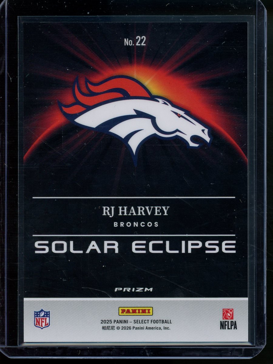 2025 Panini Select RJ Harvey Solar Eclipse Rookie SSP Broncos