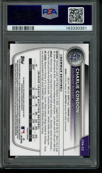 2025 Bowman Chrome Charlie Condon 1st Bowman Speckle Autograph /299 PSA 9 Rockies