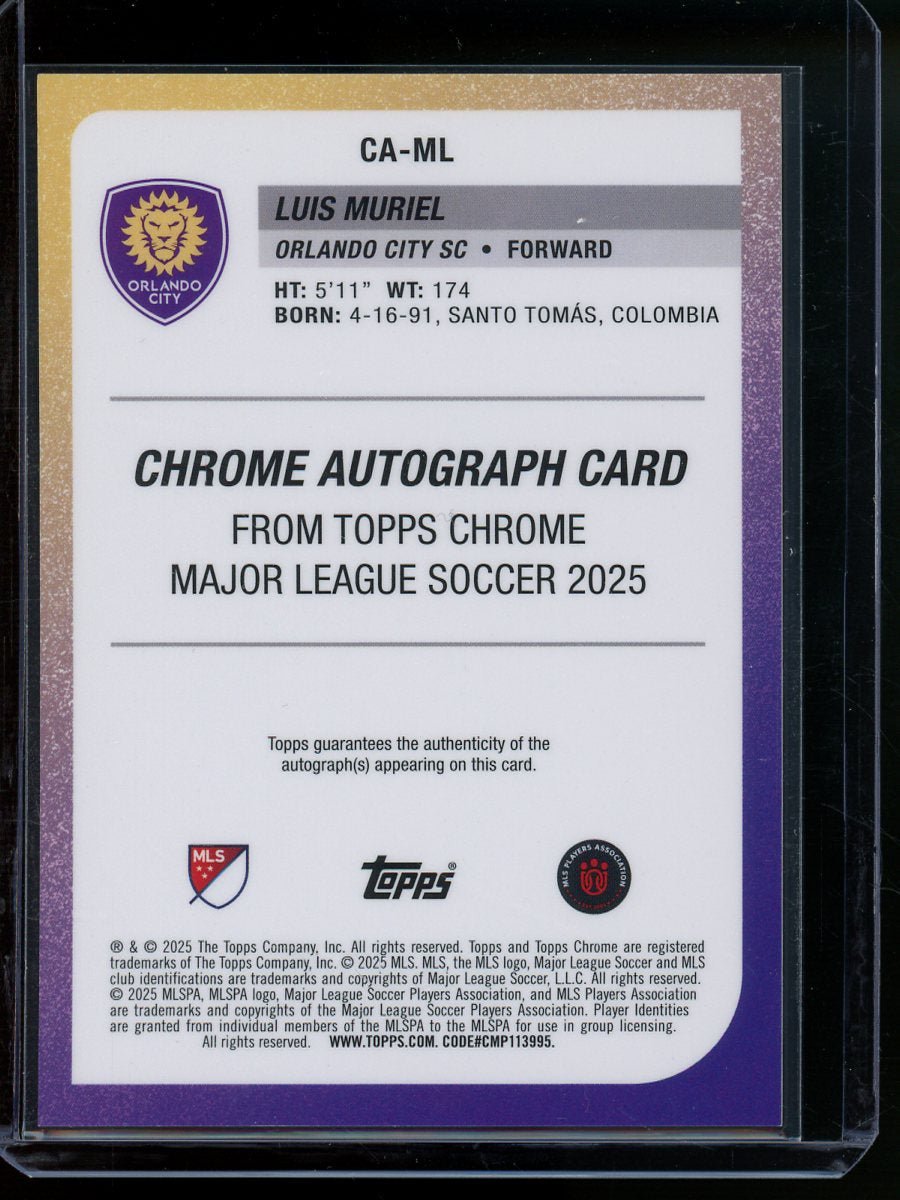 2025 Topps Chrome Luis Muriel Orange Autograph /25 Orlando City