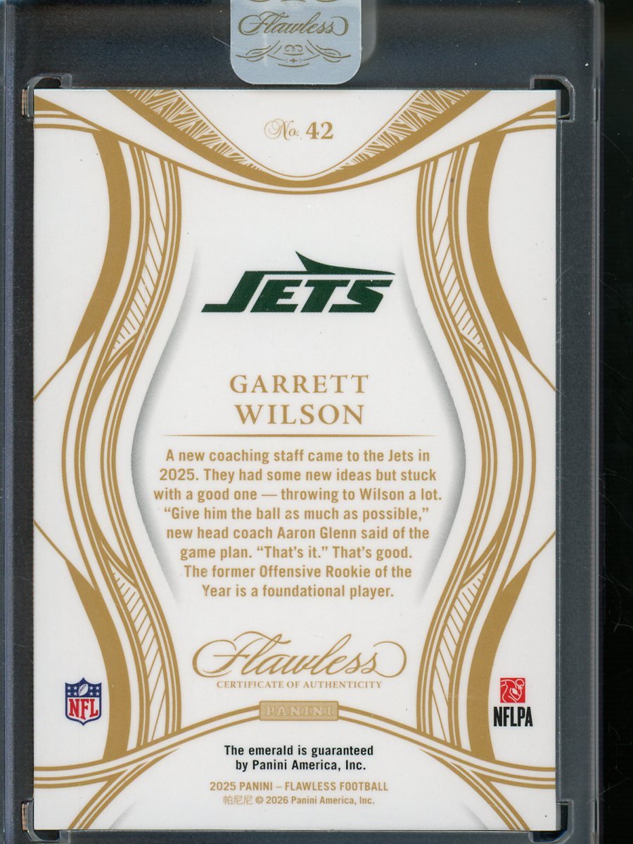 2025 Panini Flawless Garrett Wilson Emerald /5 Jets