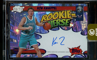 compare product 2026 Topps 3 Kon Knueppel Rookie-Verse Autograph /15 Charlotte Hornets