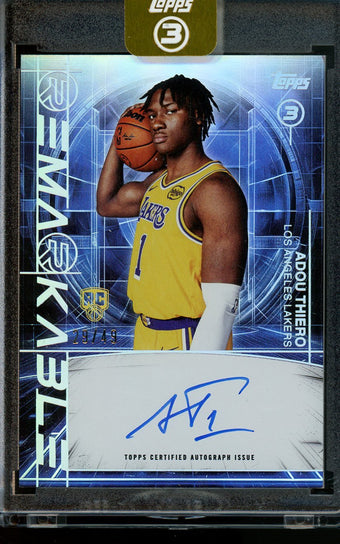 compare product 2026 Topps 3 Adou Thiero Remarkable Rookie Autograph /49 Lakers