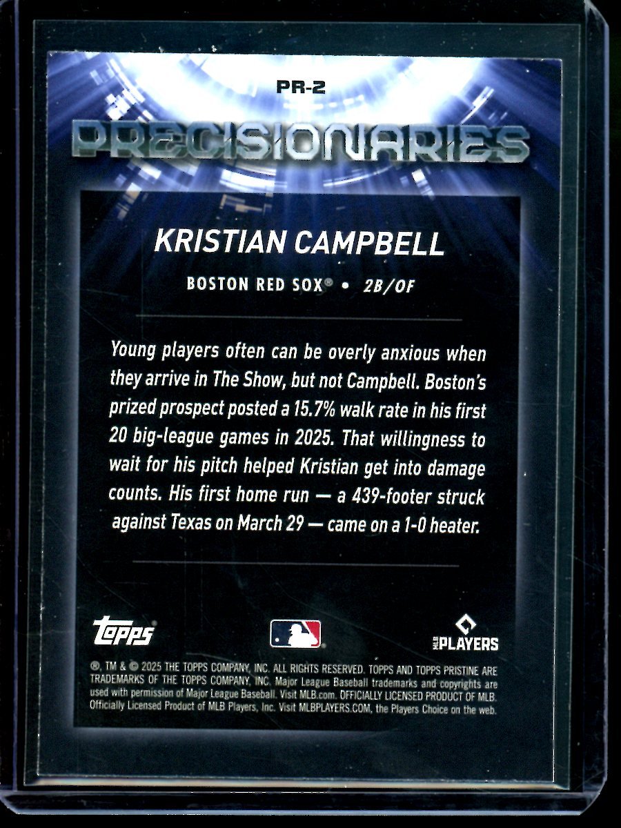 2025 Topps Pristine Krisitan Campbell Rookie Precisionaries Blue /75 Red Sox
