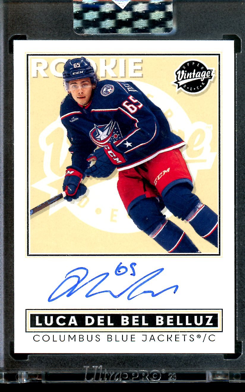 2025 Upper Deck Vintage Luca Del Bel Belluz Rookie Autograph Blue Jackets
