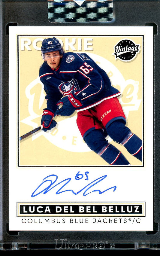 2025 Upper Deck Vintage Luca Del Bel Belluz Rookie Autograph Blue Jackets