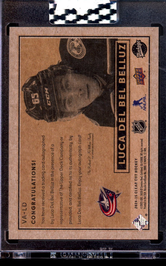 2025 Upper Deck Vintage Luca Del Bel Belluz Rookie Autograph Blue Jackets
