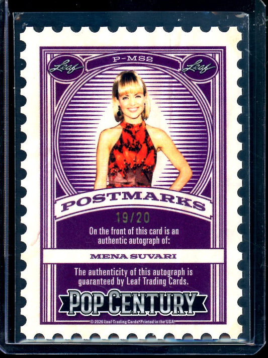 2026 Leaf Pop Century Mena Suvari Postmarks Autograph /20 American Beauty