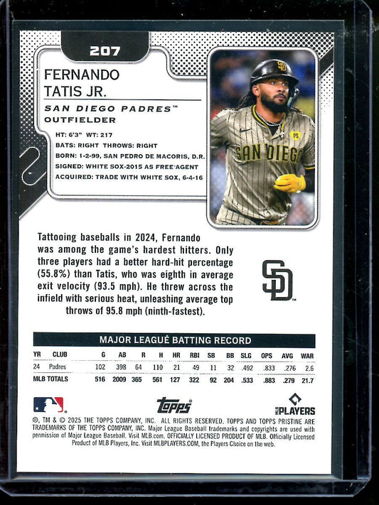2025 Topps Pristine Fernando Tatis Jr. Orange Refractor /25 Padres