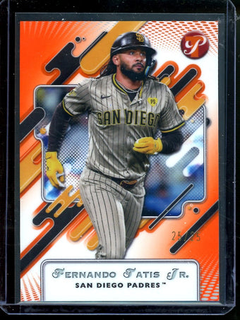 compare product 2025 Topps Pristine Fernando Tatis Jr. Orange Refractor /25 Padres
