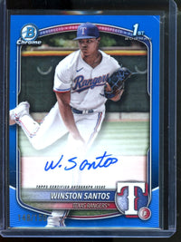 2025 Bowman Chrome Winston Santos True Blue 1st Autograph /150 Rangers