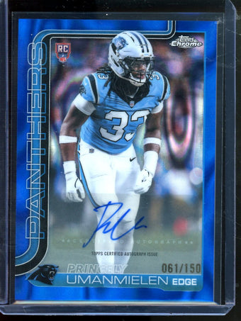 compare product 2025 Topps Chrome Princely Umanmielen Blue Lava Rookie Autograph /150 Panthers