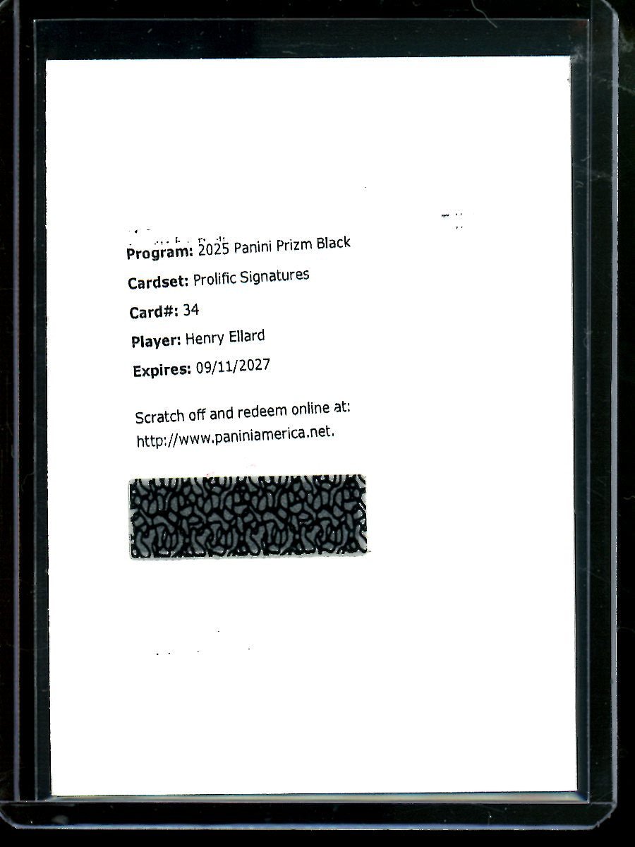 2025 Panini Prizm Black Henry Ellard Prolific Signatures Rams