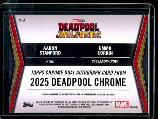 2025 Topps Deadpool and Wolverine Pyro / Cassandra Nova Dual Orange Autograph /25 Deadpool