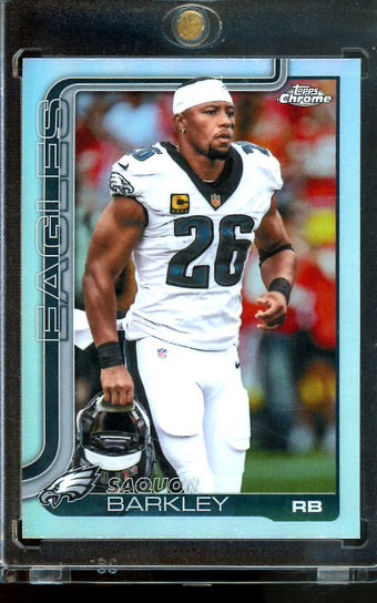 compare product 2025 Topps Chrome Saquon Barkley Image Variation Refractor #248 Eagles
