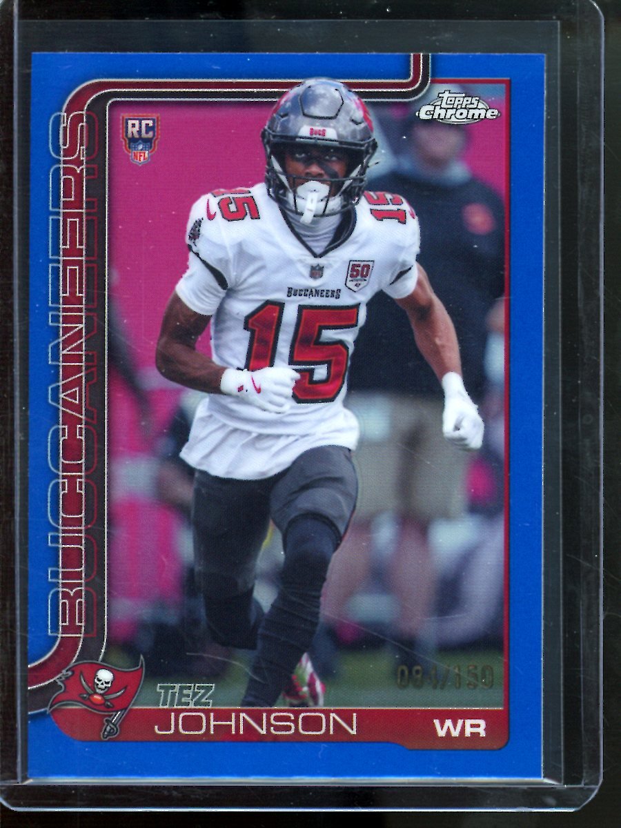 2025 Topps Chrome Tez Johnson Blue Refractor /150 Rookie Buccaneers