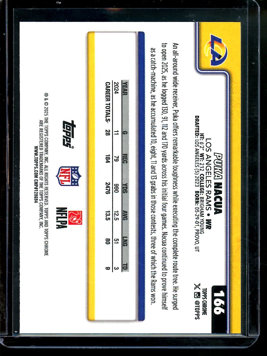 2025 Topps Chrome Puka Nacua Etch Variation Refractor SP Rams