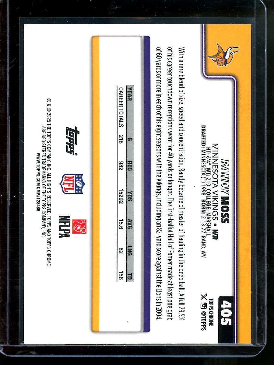 2025 Topps Chrome Randy Moss Image Variation Refractor Vikings