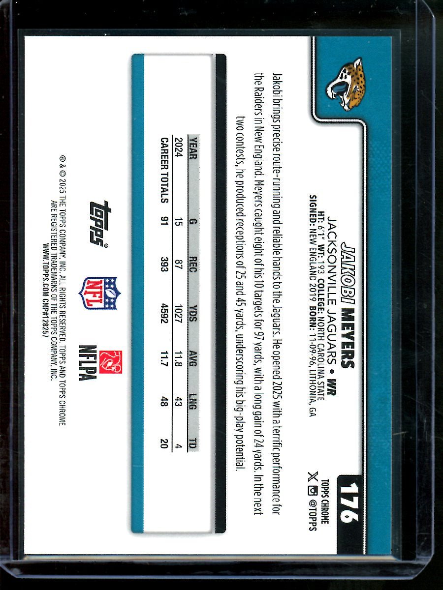 2025 Topps Chrome Jakobi Meyers Orange Refractor /25 Jaguars