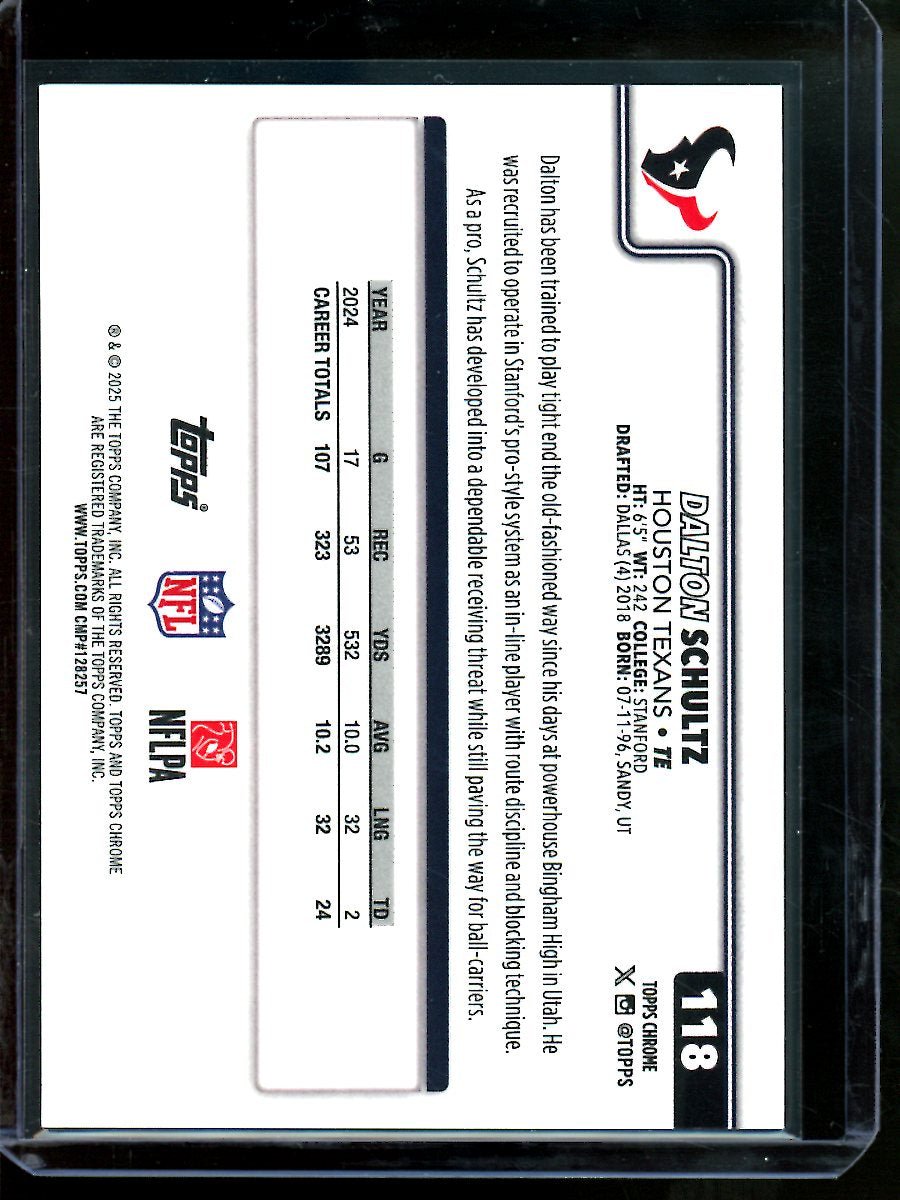 2025 Topps Chrome Dalton Schultz Orange Lava Refractor /25 Texans