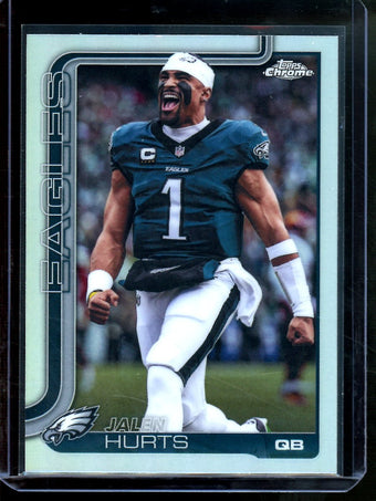 compare product 2025 Topps Chrome Jalen Hurts Image Variation Refractor Eagles